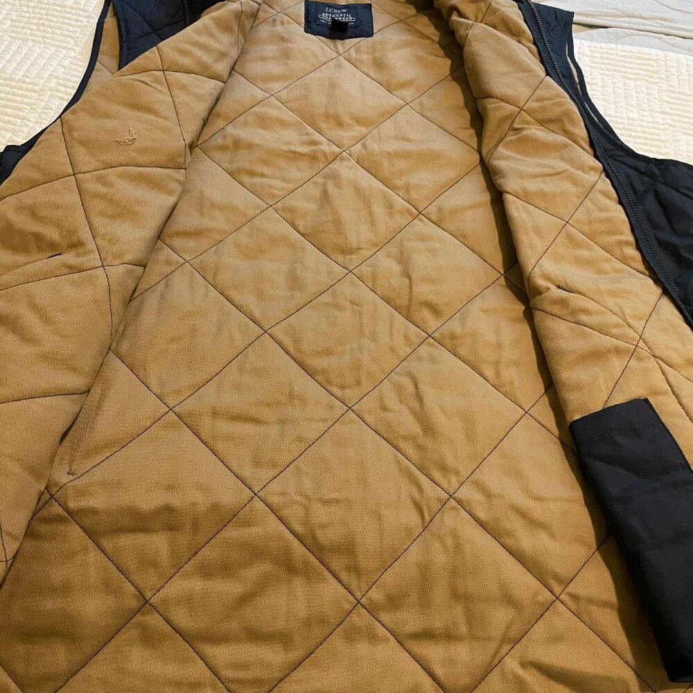 Men Large J Crew Size Large Navy, Quilted Vest - Picture 4 of 5